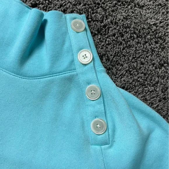 J.Crew Factory Wide Button-Collar Pullover Sweatshirt Cloud Spun Fleece Size Med - Picture 2 of 4